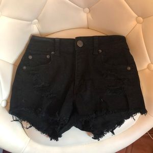 Distressed jean shorts